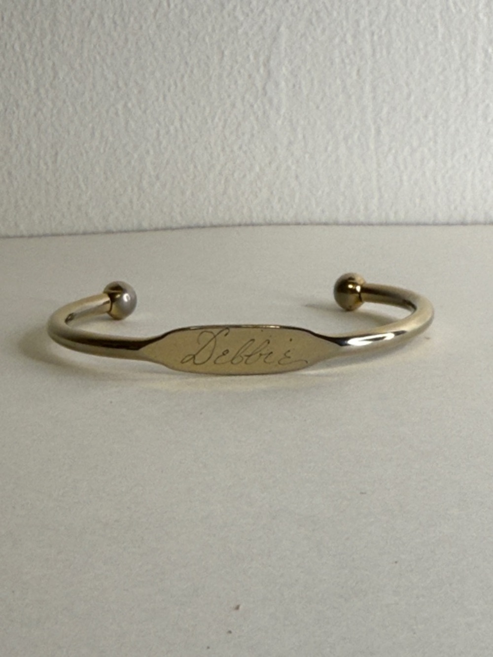 Vintage Engraved Silver Tone Nameplate Baby Bangle - "Debbie"